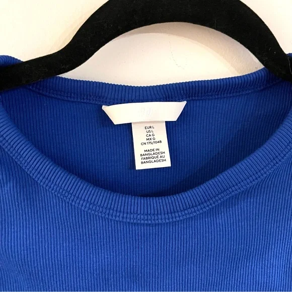 H&M Blue Ribbed Crop Tank Top - Picture 4 of 4